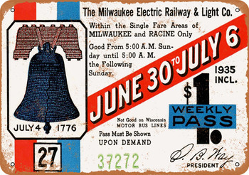 1935 Milwaukee Electric Railway - Metal Sign