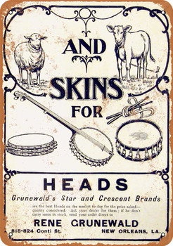 G1903 Grunewald Skins for Musical Instrument Heads - Metal Sign