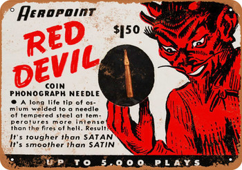 Red Devil Phonograph Needles - Metal Sign