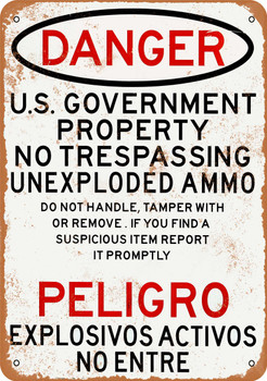 Danger Unexploded Ammunition - Metal Sign