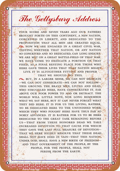 1863 Lincoln's Gettysburg Address - Metal Sign