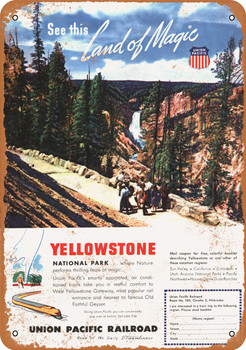 1948 Union Pacific Railroad to Yellowstone Park - Metal Sign