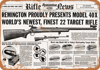 1955 Remington Model 40X .22 Rifle - Metal Sign