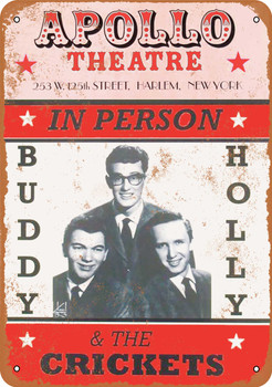 1957 Buddy Holly at the Apollo Theatre Harlem - Metal Sign