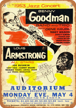 1953 Benny Goodman and Louis Armstrong in New York - Metal Sign