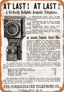 1886 Consolidated Telephone - Metal Sign