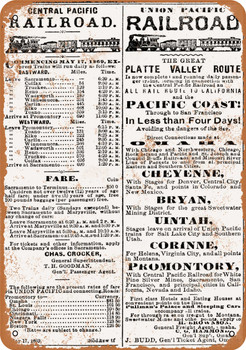 1869 Central Pacific & Union Pacific - Metal Sign