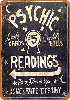 Psychic Readings $5 Tarot Cards Crystal Balls - Metal Sign