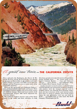 1949 Budd California Zephyr - Metal Sign