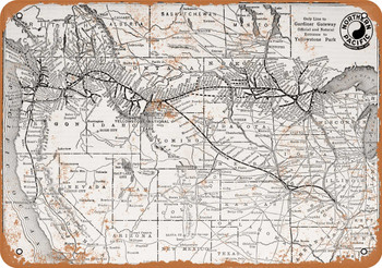 1912 Northern Pacific Railroad Route to Yellowstone - Metal Sign