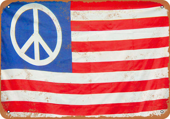 American Flag Peace Sign - Metal Sign