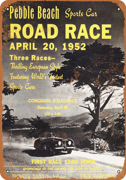 1952 Pebble Beach Sports Car Road Race - Metal Sign