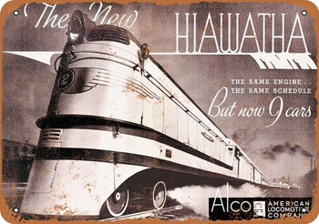 1937 Alco Hiawatha Locomotive - Metal Sign