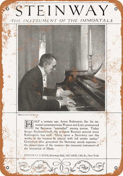 1920 Rachmaninoff for Steinway Pianos - Metal Sign