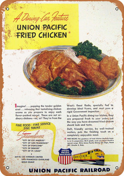 1952 Union Pacific Railroad Streamliner Fried Chicken - Metal Sign