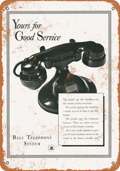 1932 Bell Telephone System Service Metal Sign