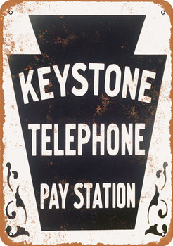 1941 Keystone Telephone Pay Station - Metal Sign