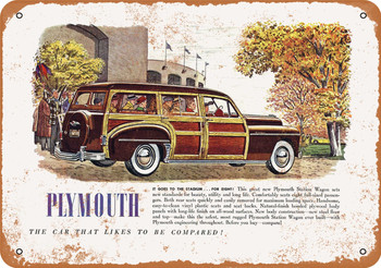 1950 Plymouth Woody Station Wagon - Metal Sign