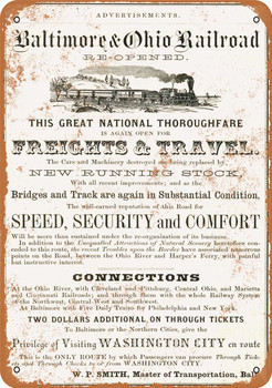 1864 B&O Railroad Reopened - Metal Sign