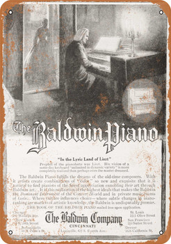 1911 Baldwin Pianos - Metal Sign