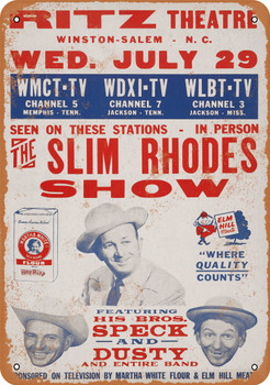 1953 Slim Rhodes Show in Winston-Salem - Metal Sign
