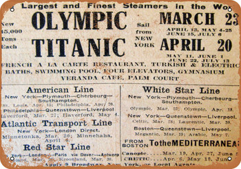 Titanic Maiden Voyage Ad - Metal Sign