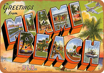 Greetings from Miami Beach - Metal Sign