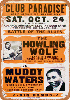 1970 Howling Wolf & Muddy Waters in Memphis - Metal Sign