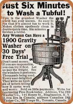 1909 Gravity Tub Washing Machine - Metal Sign