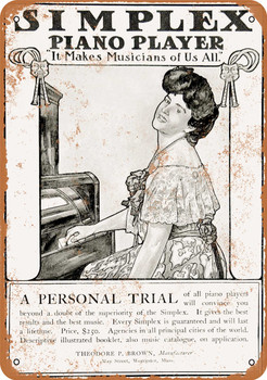 1903 Simplex Piano Player - Metal Sign