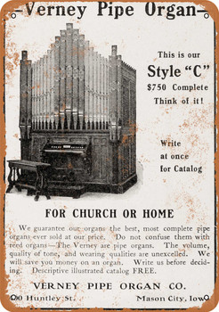 1905 Pipe Organs for Church or Home - Metal Sign