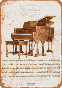 1927 Wurlitzer Grand Pianos - Metal Sign