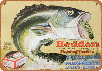 1931 Heddon Fishing Tackle - Metal Sign