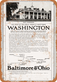 1923 Baltimore Ohio Railway to Washington DC - Metal Sign
