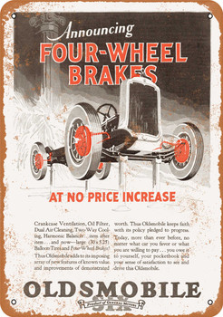 1927 Oldsmobile Four Wheel Brakes - Metal Sign