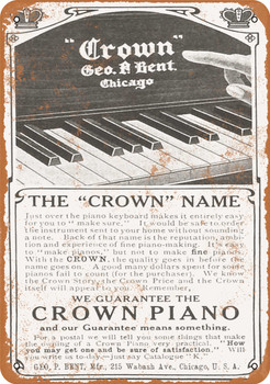 1906 Crown Pianos - Metal Sign
