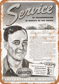 1942 International Trucks Service - Metal Sign