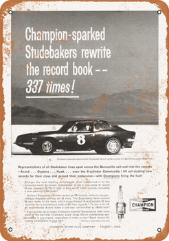 1964 Studebaker Avanti Champion Spark Plugs - Metal Sign