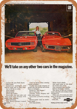 1969 Chevrolet Camaro SS and Corvette - Metal Sign