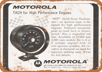 1969 Motorola Tachometer - Metal Sign