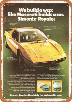 1974 Simoniz Royale Wax and Maserati - Metal Sign