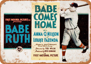 1927 Babe Ruth Comes Home Movie - Metal Sign
