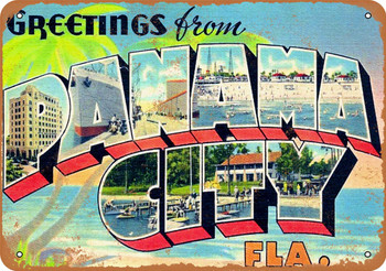 Greetings From Panama City Florida - Metal Sign