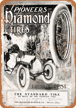 1910 Diamond Pioneer Tires - Metal Sign