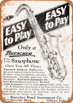 1928 Buescher Saxophones - Metal Sign