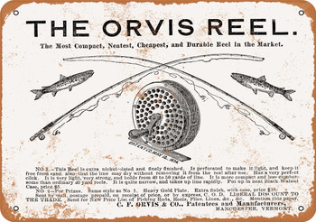 1876 Orvis Fishing Reels - Metal Sign