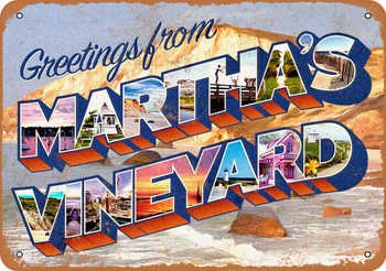 Greetings from Martha's Vineyard - Metal Sign