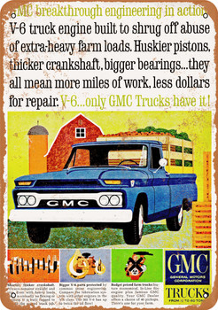 1964 GMC V-6 Pickup - Metal Sign