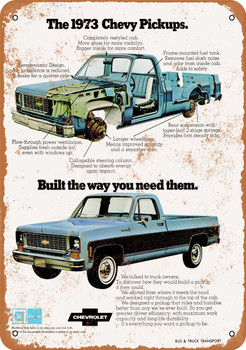 1973 Chevrolet Pickup Truck - Metal Sign