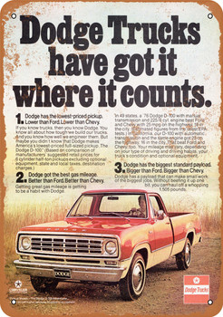 1976 Dodge D-100 Pickup Truck - Metal Sign